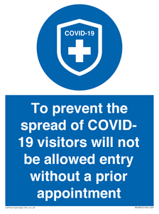 MH7865: To prevent the spread of COVID-19 visitors will not be allowed entry without a prior appointment
