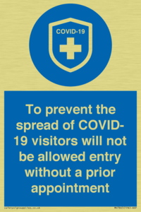 MH7865: To prevent the spread of COVID-19 visitors will not be allowed entry without a prior appointment