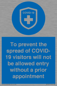 MH7865: To prevent the spread of COVID-19 visitors will not be allowed entry without a prior appointment