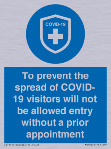 MH7865: To prevent the spread of COVID-19 visitors will not be allowed entry without a prior appointment