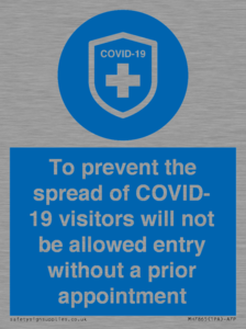 MH7865: To prevent the spread of COVID-19 visitors will not be allowed entry without a prior appointment