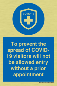 MH7865: To prevent the spread of COVID-19 visitors will not be allowed entry without a prior appointment