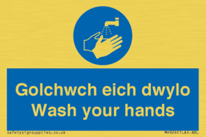 MH926: golchwch eich dwylo / wash your hands - safety sign