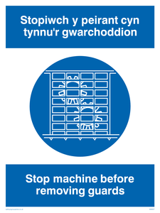MM937: stopiwch y peirant cyn tynnu'r gwarchoddion