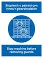 MM937: stopiwch y peirant cyn tynnu'r gwarchoddion