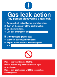MN5594: Gas leak action Sign – Viking Signs
