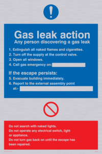 MN5594: Gas leak action Sign