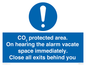 MN7906: CO₂ protected area. On hearing the alarm vacate space immediately. Close all exits behind you