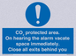 MN7906: CO₂ protected area. On hearing the alarm vacate space immediately. Close all exits behind you