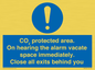 MN7906: CO₂ protected area. On hearing the alarm vacate space immediately. Close all exits behind you