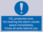 MN7906: CO₂ protected area. On hearing the alarm vacate space immediately. Close all exits behind you