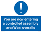 MP10057: You are now entering a controlled assembly area Wear overalls
