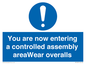 MP10057: You are now entering a controlled assembly area Wear overalls