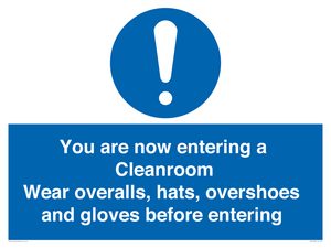 MP10059: Cleanroom Wear overalls, hats, overshoes and gloves before entering