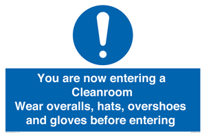 MP10059: Cleanroom Wear overalls, hats, overshoes and gloves before entering