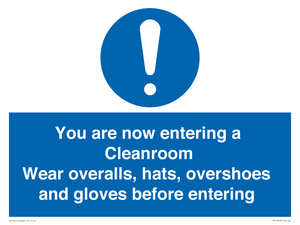 MP10059: Cleanroom Wear overalls, hats, overshoes and gloves before entering