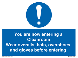 MP10059: Cleanroom Wear overalls, hats, overshoes and gloves before entering