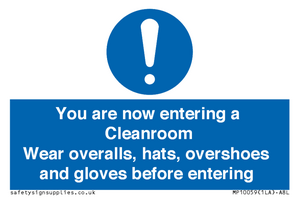 MP10059: Cleanroom Wear overalls, hats, overshoes and gloves before entering