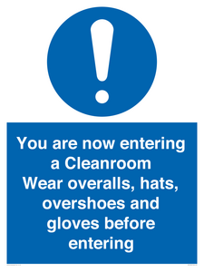 MP10059: Cleanroom Wear overalls, hats, overshoes and gloves before entering