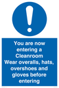 MP10059: Cleanroom Wear overalls, hats, overshoes and gloves before entering