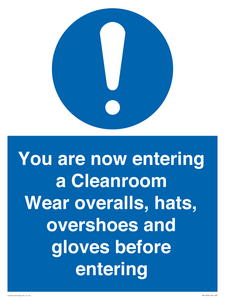 MP10059: Cleanroom Wear overalls, hats, overshoes and gloves before entering