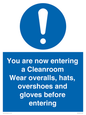 MP10059: Cleanroom Wear overalls, hats, overshoes and gloves before entering