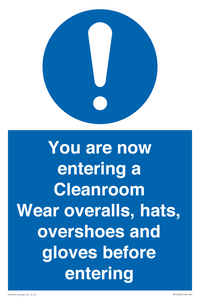 MP10059: Cleanroom Wear overalls, hats, overshoes and gloves before entering