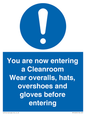 MP10059: Cleanroom Wear overalls, hats, overshoes and gloves before entering