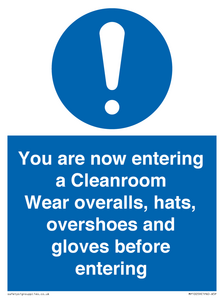 MP10059: Cleanroom Wear overalls, hats, overshoes and gloves before entering