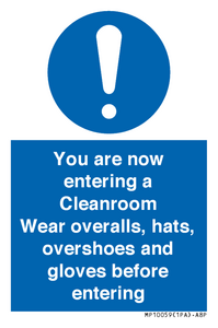 MP10059: Cleanroom Wear overalls, hats, overshoes and gloves before entering
