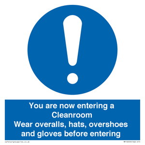 MP10059: Cleanroom Wear overalls, hats, overshoes and gloves before entering