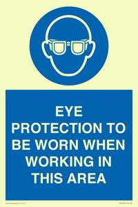 MP10264: EYE PROTECTION TO BE WORN WHEN WORKING IN THIS AREA