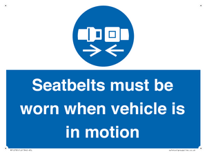 MP12785: Seatbelts must be worn when vehicle is in motion