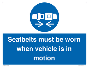 MP12785: Seatbelts must be worn when vehicle is in motion