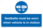 MP12785: Seatbelts must be worn when vehicle is in motion
