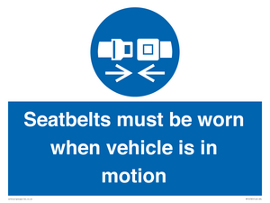 MP12785: Seatbelts must be worn when vehicle is in motion