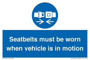 MP12785: Seatbelts must be worn when vehicle is in motion