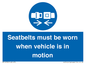 MP12785: Seatbelts must be worn when vehicle is in motion