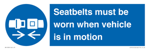 MP12785: Seatbelts must be worn when vehicle is in motion