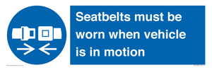 MP12785: Seatbelts must be worn when vehicle is in motion
