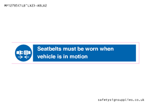 MP12785: Seatbelts must be worn when vehicle is in motion