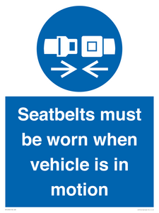 MP12785: Seatbelts must be worn when vehicle is in motion