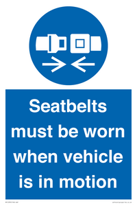 MP12785: Seatbelts must be worn when vehicle is in motion