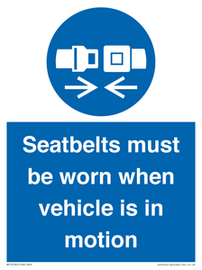 MP12785: Seatbelts must be worn when vehicle is in motion