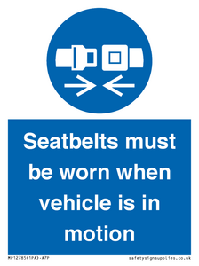 MP12785: Seatbelts must be worn when vehicle is in motion