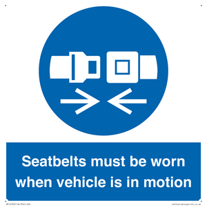 MP12785: Seatbelts must be worn when vehicle is in motion