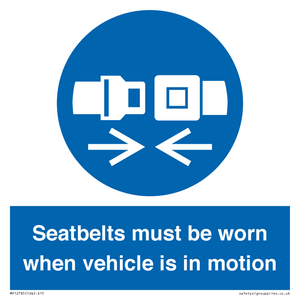MP12785: Seatbelts must be worn when vehicle is in motion