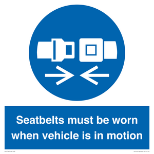 MP12785: Seatbelts must be worn when vehicle is in motion