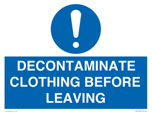 MP16429: DECONTAMINATE CLOTHING BEFORE LEAVING