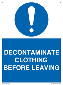 MP16429: DECONTAMINATE CLOTHING BEFORE LEAVING